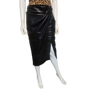 JONATHAN SIMKHAI | Black Faux Leather Midi Skirt in Size US 4